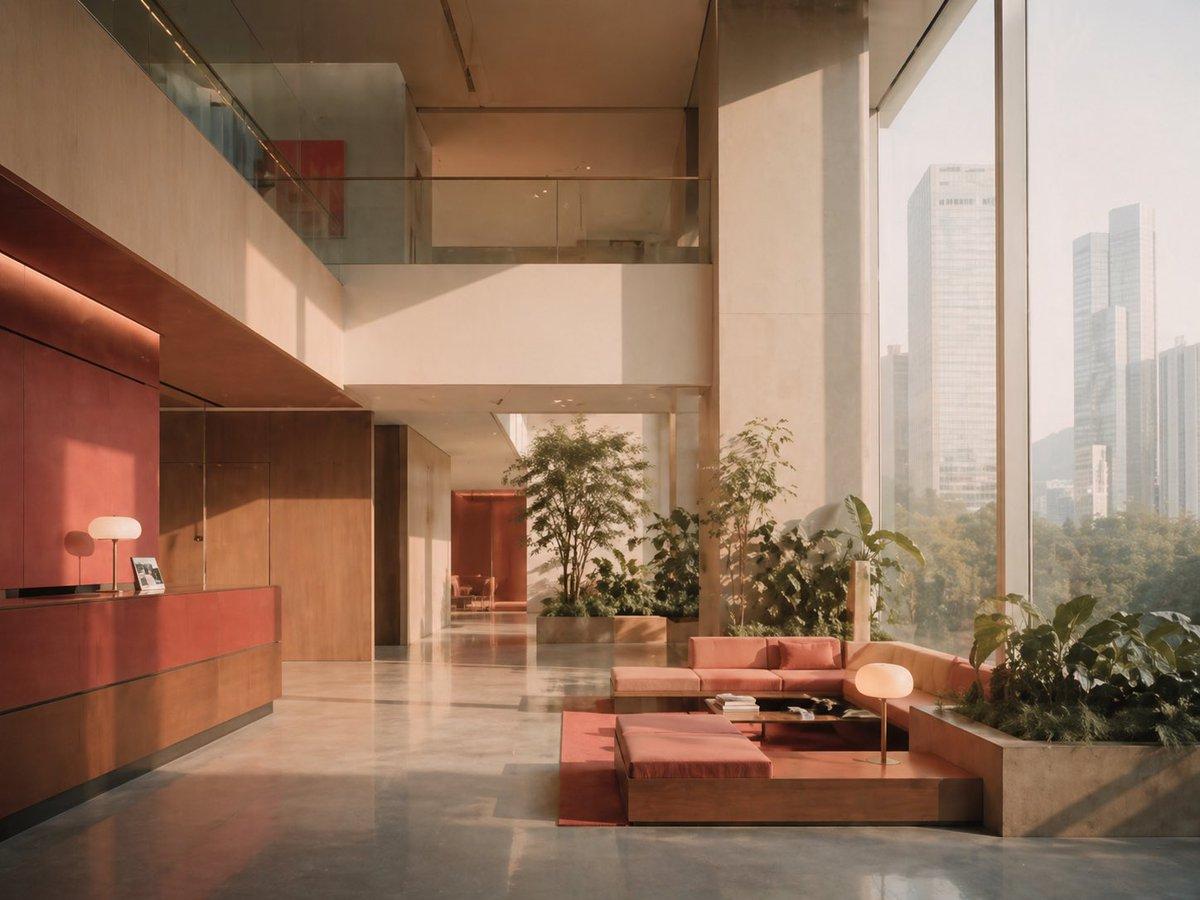 Sunlit Luxury Modern Lobby - AI image template preview