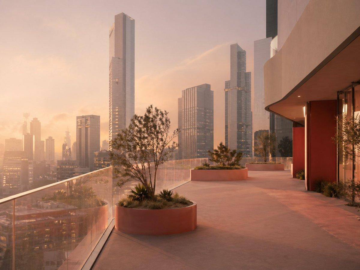 Luxury Sunset Rooftop Terrace - AI image template preview