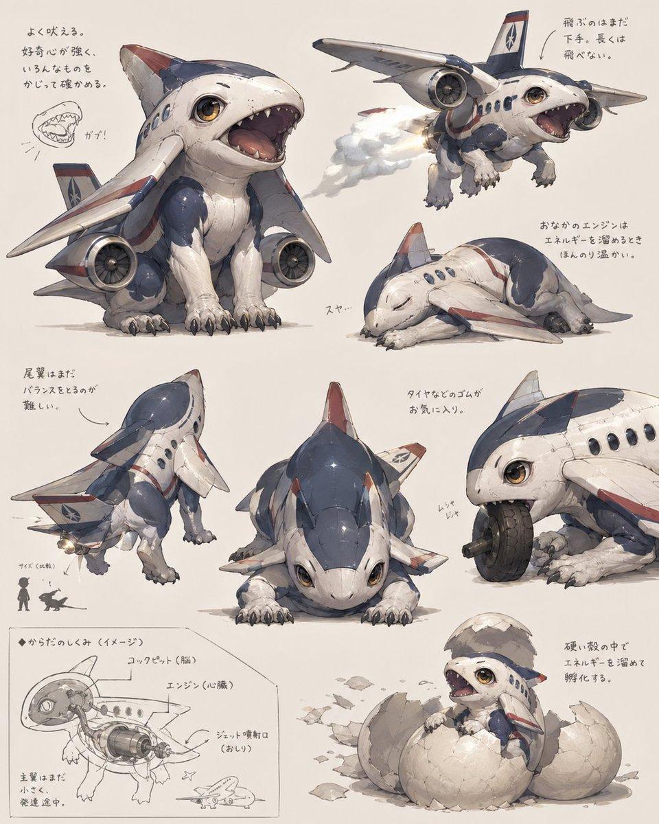 Jet Airplane Puppy Creature Sheet - AI image template preview