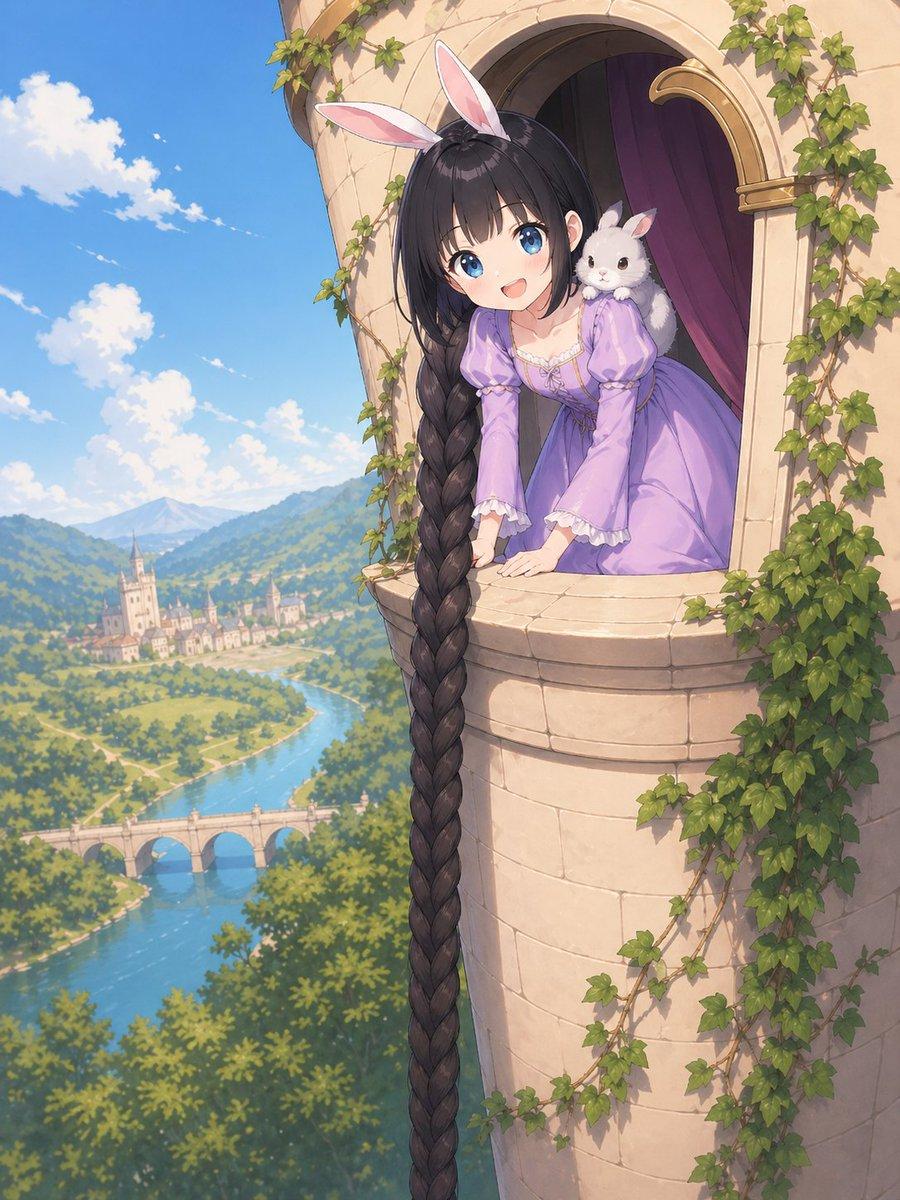 Anime Rapunzel Tower Scene - AI image template preview