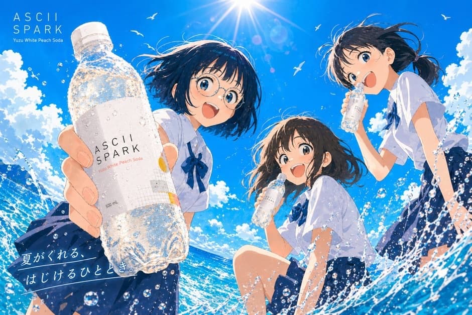 Anime Summer Soda Ad Poster - AI image template preview