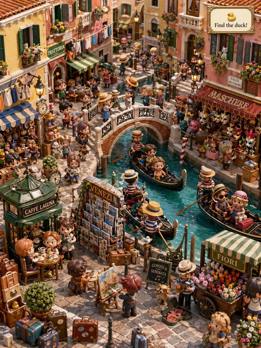 Hidden Duck in Miniature Venice - AI image template preview
