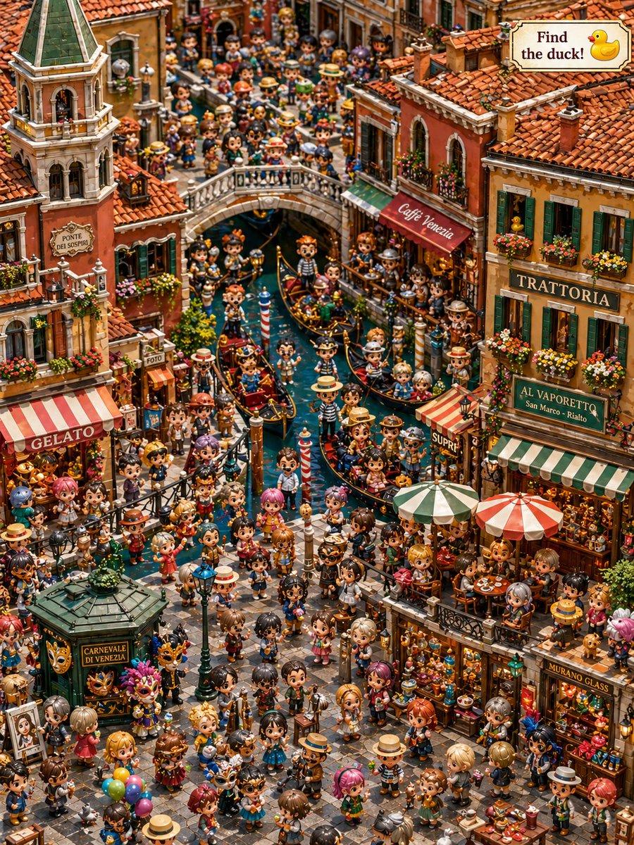 Hidden Duck in Chibi Venice - AI image template preview