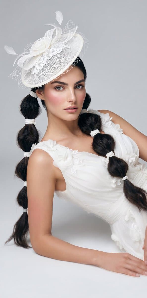 Editorial Bridal Portrait with Fascinator - AI image template preview