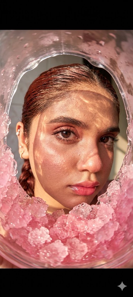 Fisheye Lens Slushy Ice Portrait - AI image template preview