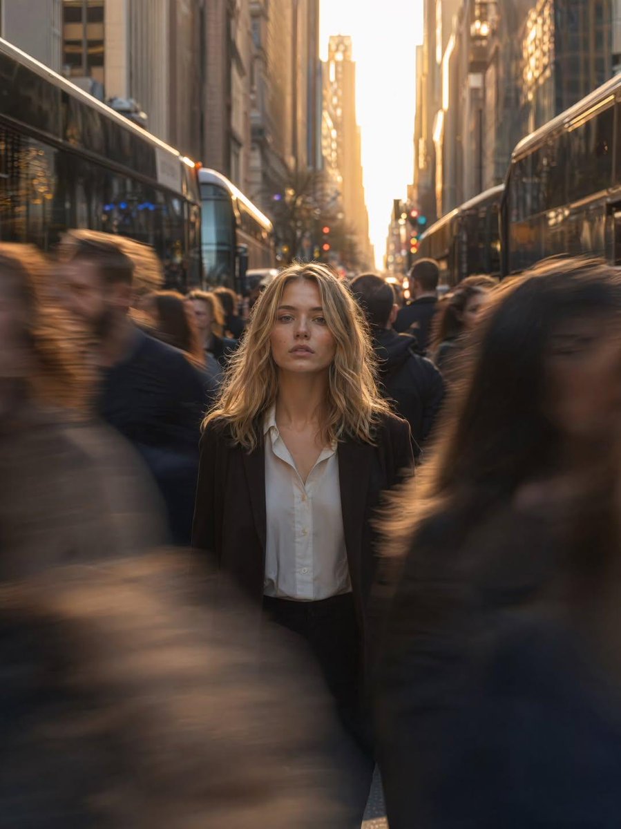 Golden Hour Motion Blur Portrait - AI image template preview