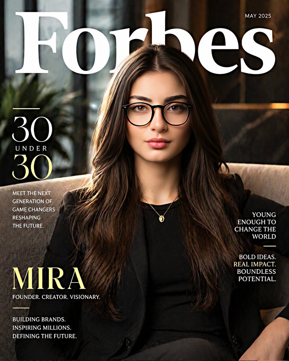 Forbes 30 Under 30 Magazine Style Portrait - AI image template preview