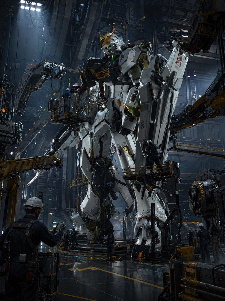 Gundam Maintenance Scene Transformation - AI image template preview