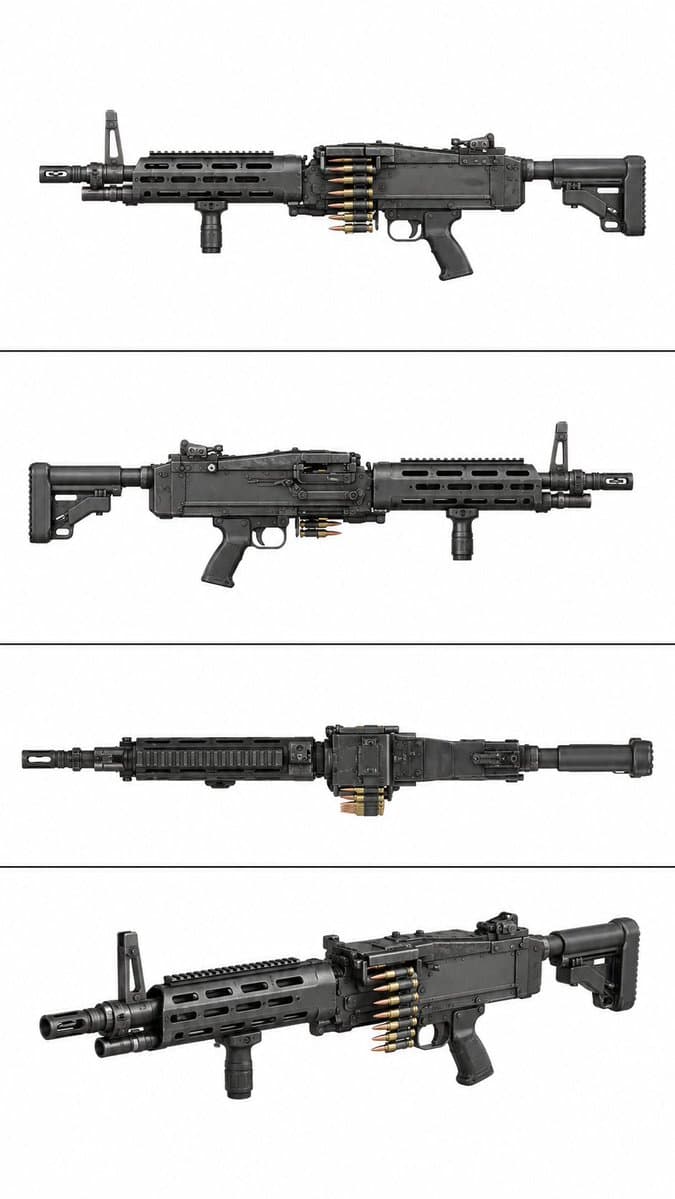 Tactical Machine Gun Reference Sheet - AI image template preview