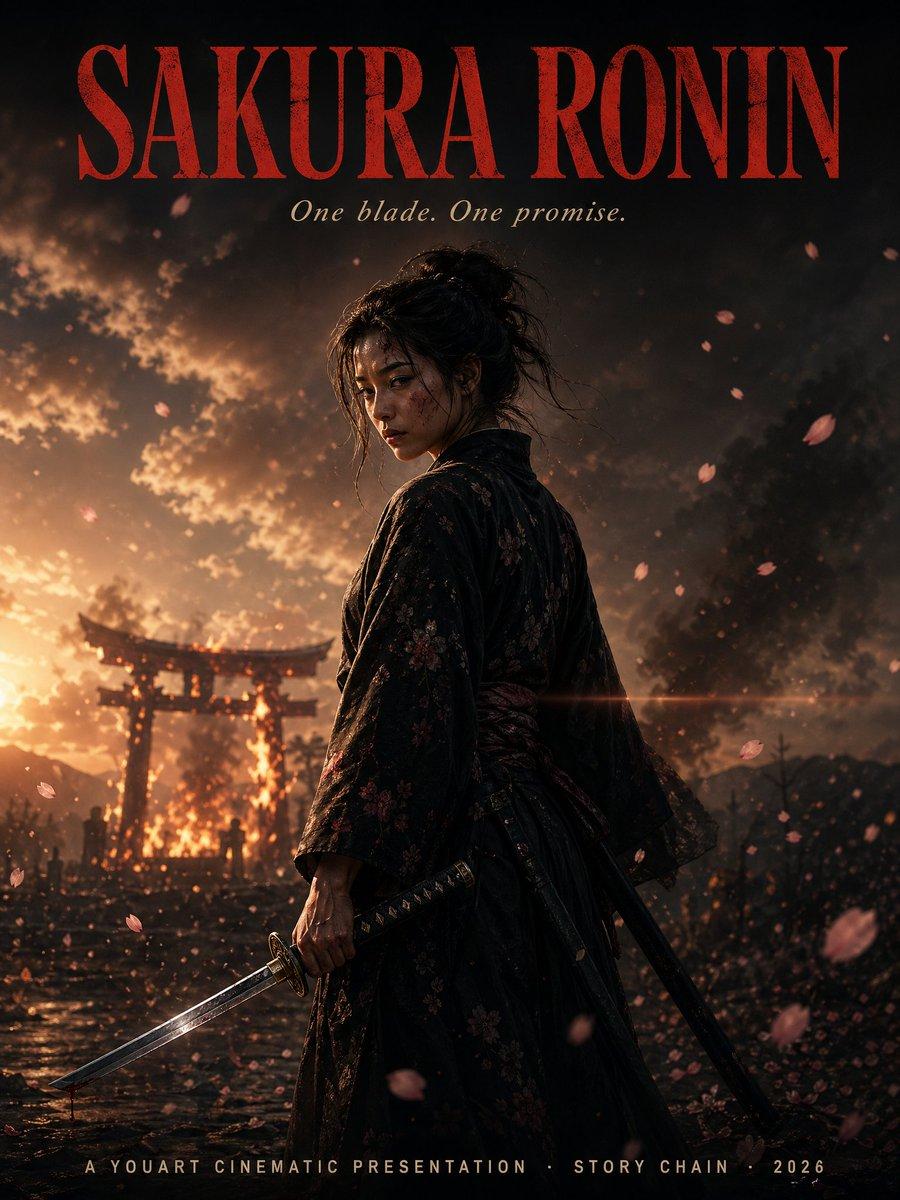 Cinematic Sakura Ronin Poster - AI image template preview