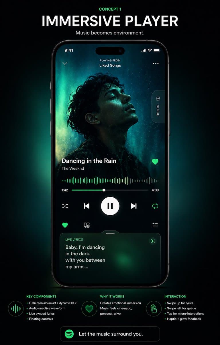 Immersive Music Player UI Poster - AI image template preview