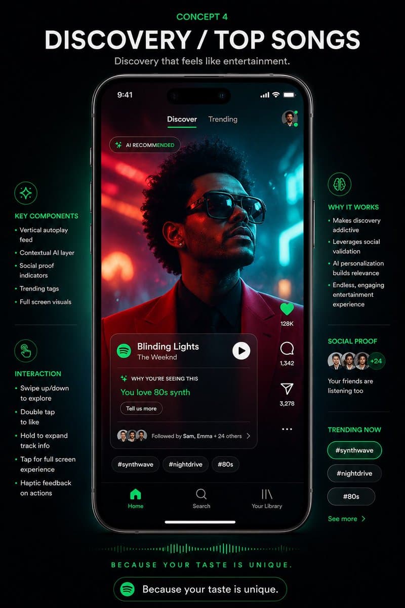 Spotify Discovery UI Concept Poster - AI image template preview