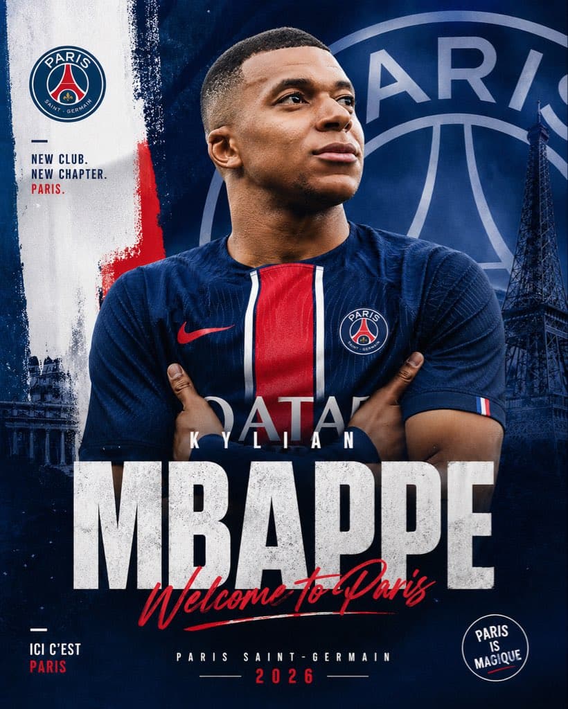 PSG Transfer Announcement Poster - AI image template preview