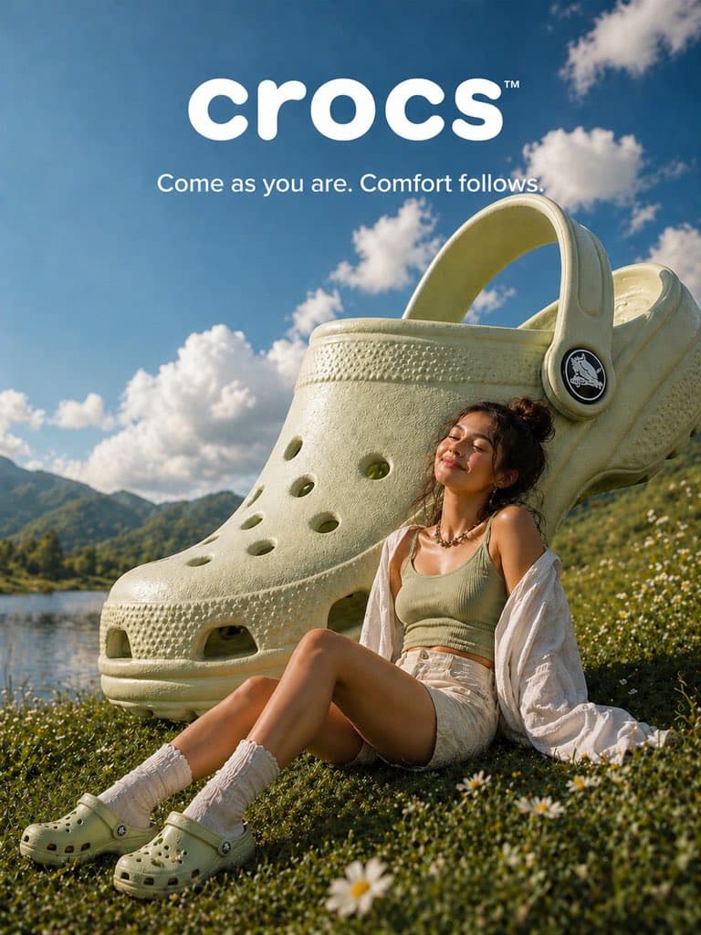 Surreal Crocs Summer Ad Poster - AI image template preview