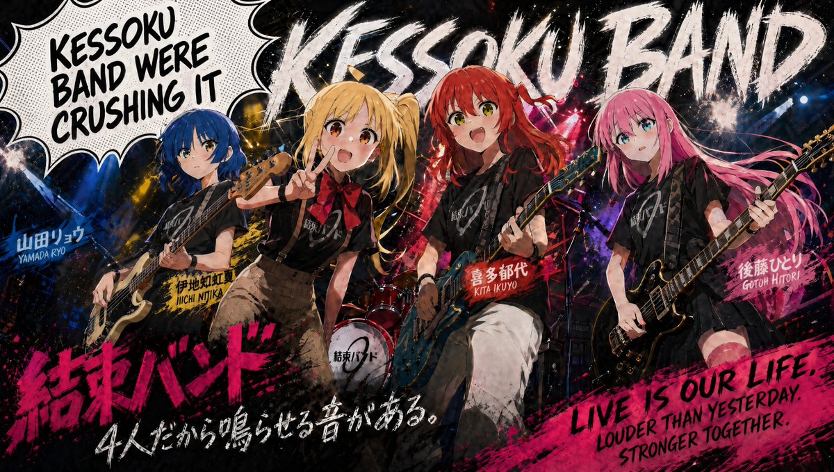 Kessoku Band Gritty Anime Poster - AI image template preview