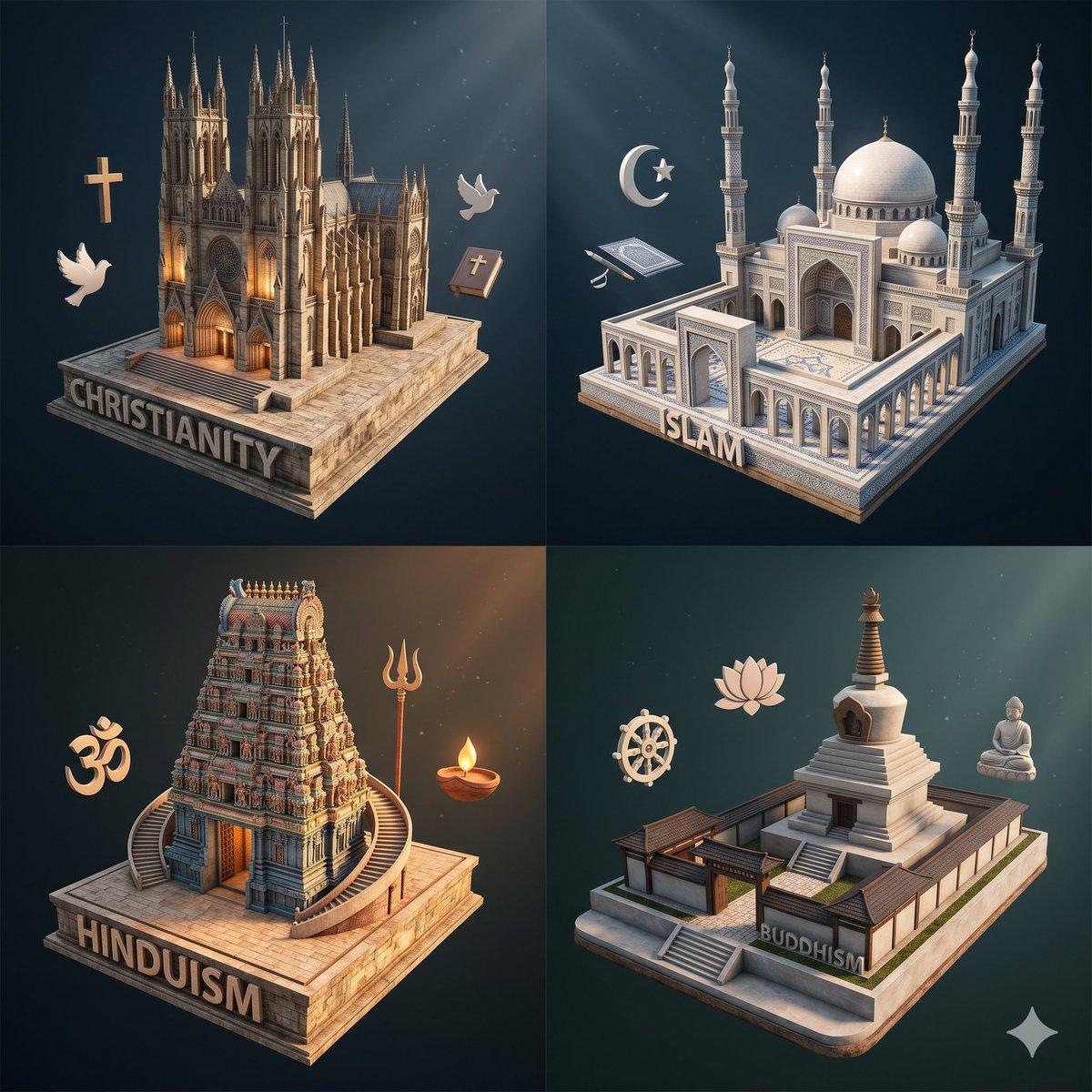 Isometric Religion Architecture Grid - AI image template preview