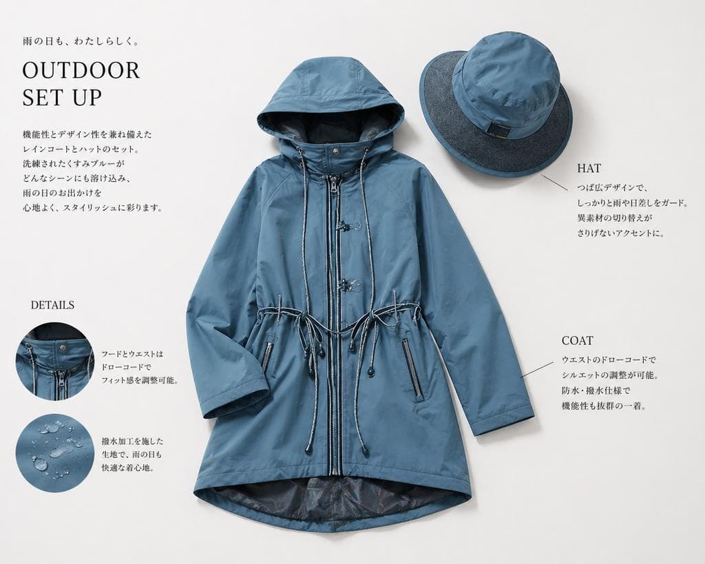 Japanese Rainwear Catalog Layout - AI image template preview