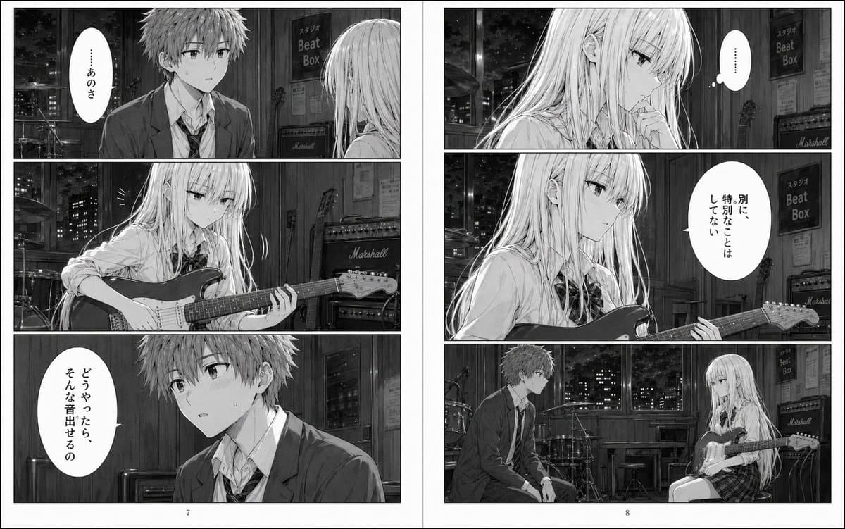 Night Studio Manga Two-Page Spread - AI image template preview