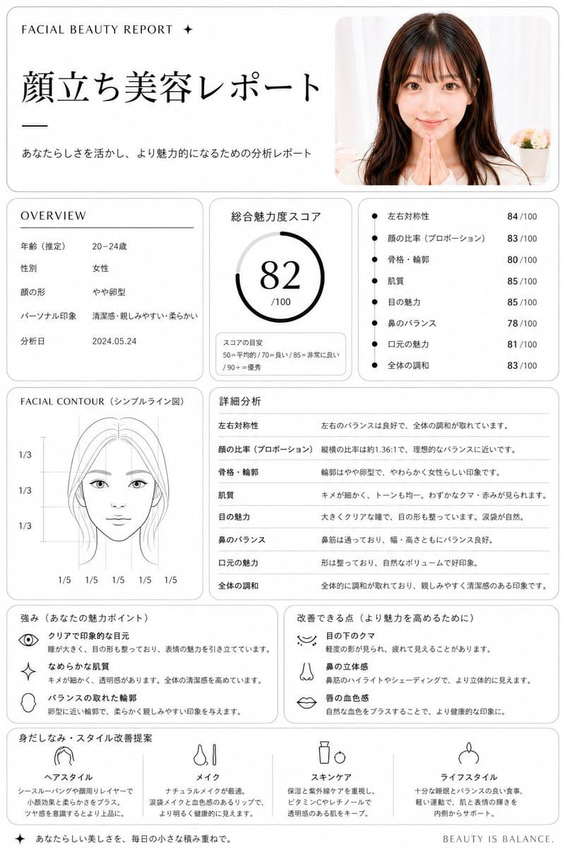 Japanese Facial Beauty Report Layout - AI image template preview