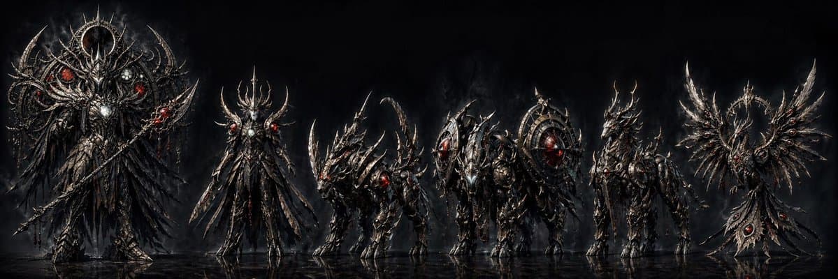 Dark Fantasy Combining Mecha Lineup - AI image template preview