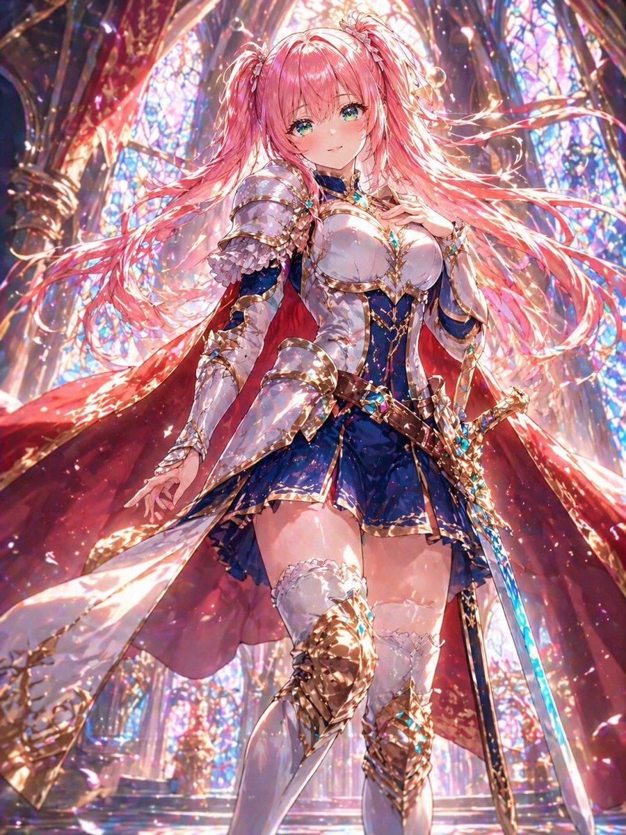 Pink-Haired Cathedral Knight - AI image template preview