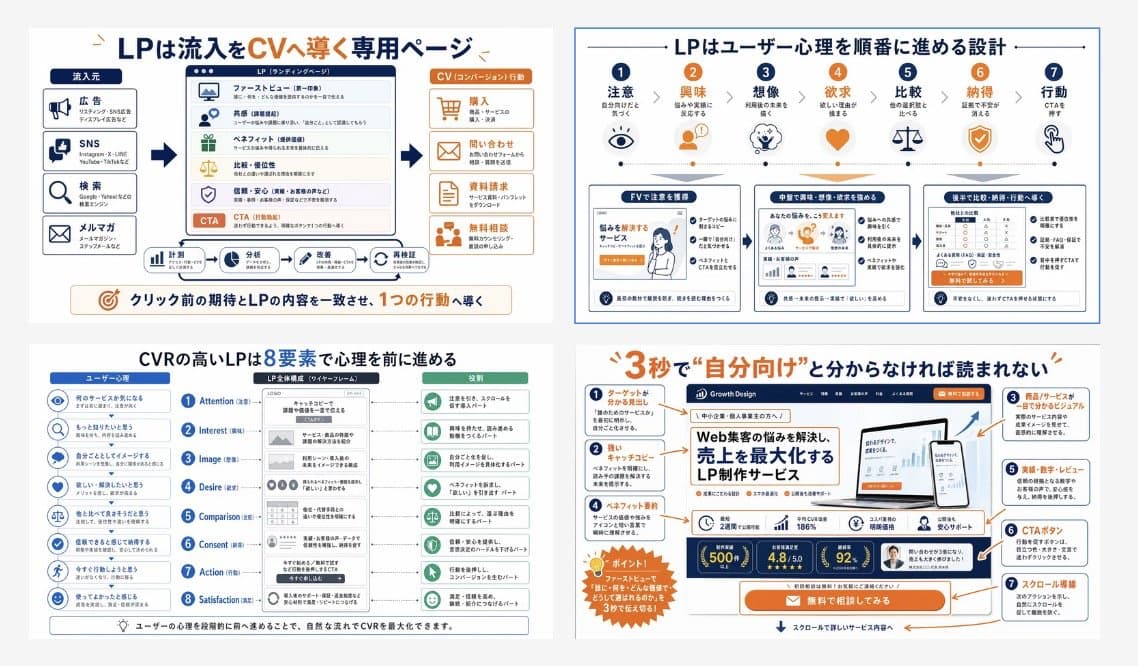 Japanese LP Conversion Infographic Grid - AI image template preview