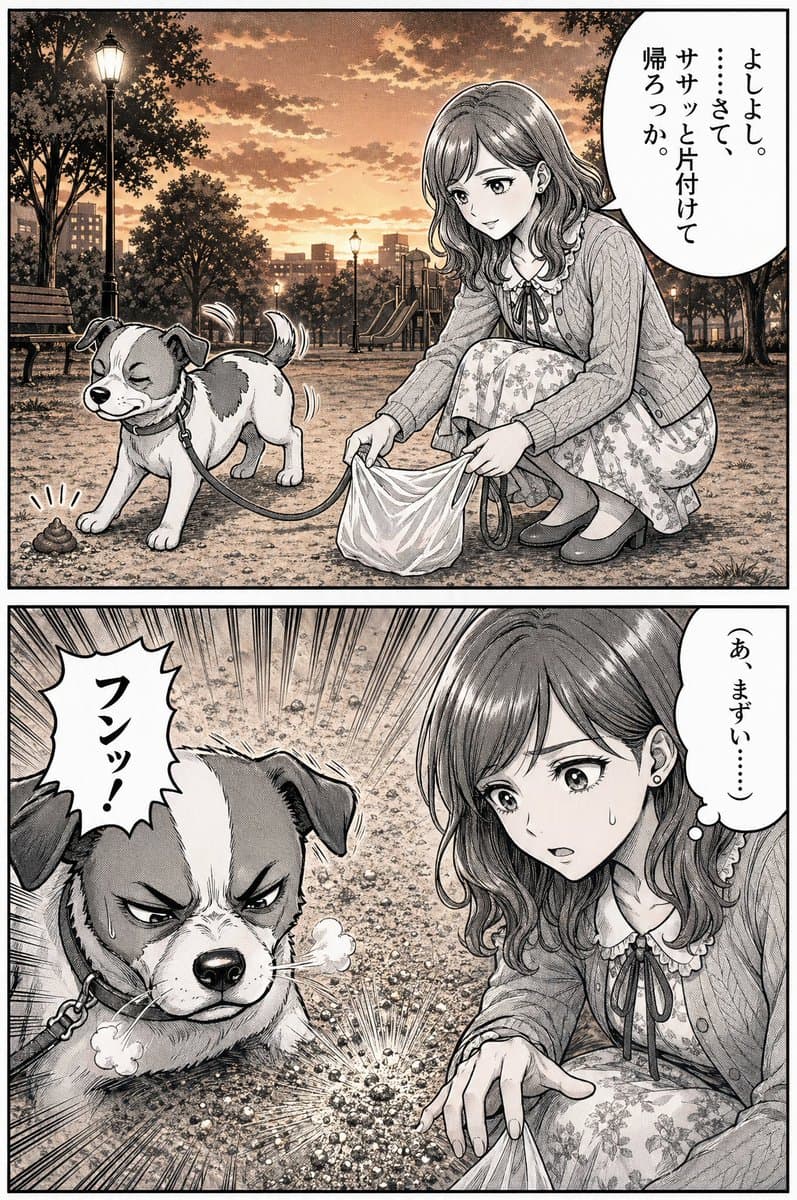 Manga Dog Kick at Sunset Park - AI image template preview