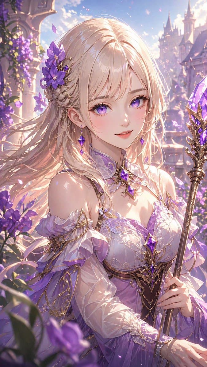 Lavender Fantasy Mage Portrait - AI image template preview