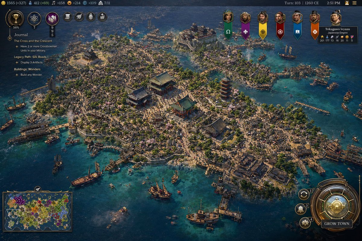 Civilization-Style Japanese Island City - AI image template preview