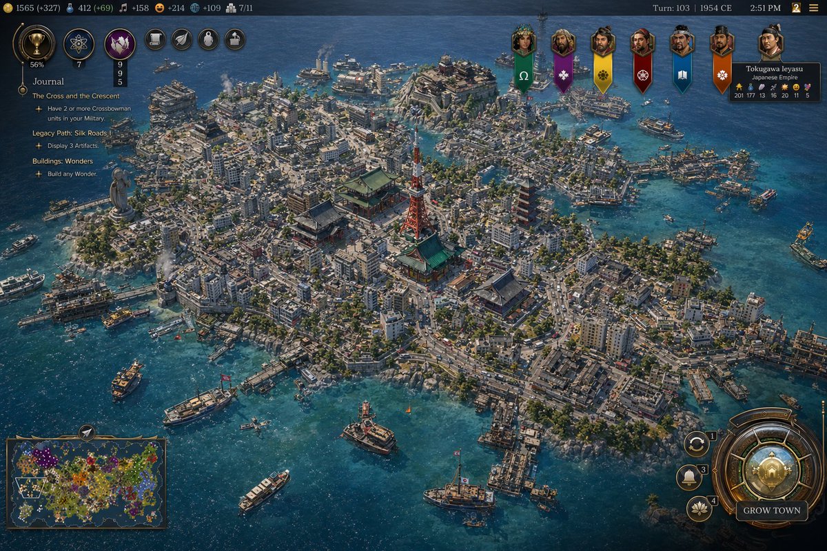 Civ-Style 1954 Tokyo Harbor Screenshot - AI image template preview