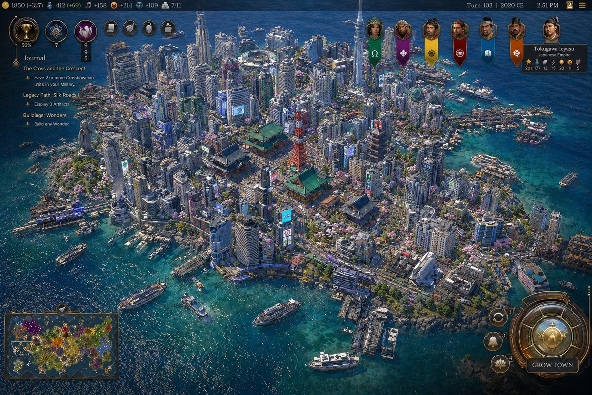 Civ-Style Tokyo Island Megacity Screenshot - AI image template preview