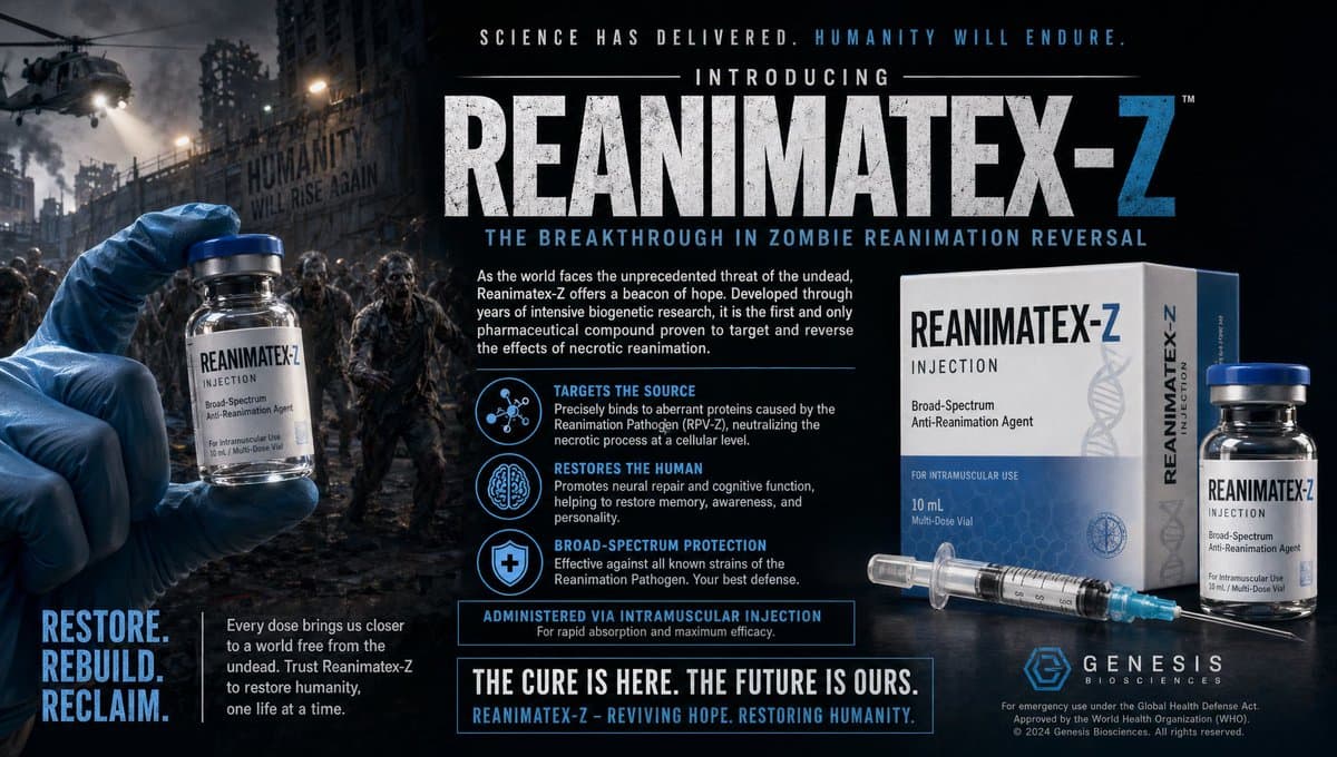 Zombie Cure Pharma Ad Poster - AI image template preview