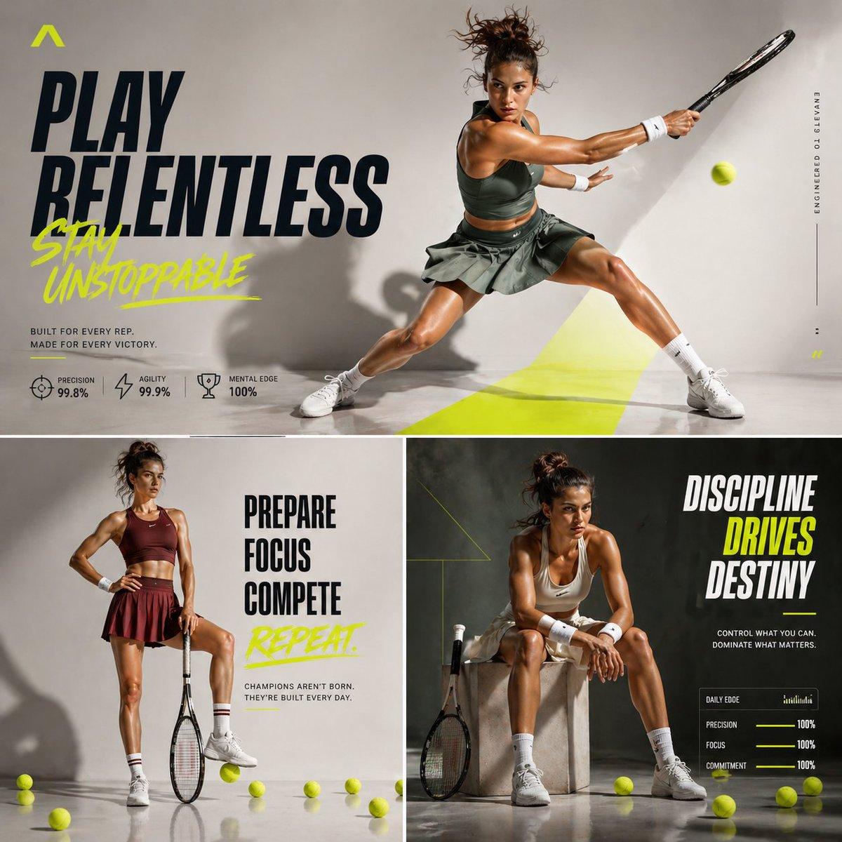 Premium Tennis Editorial Campaign - AI image template preview