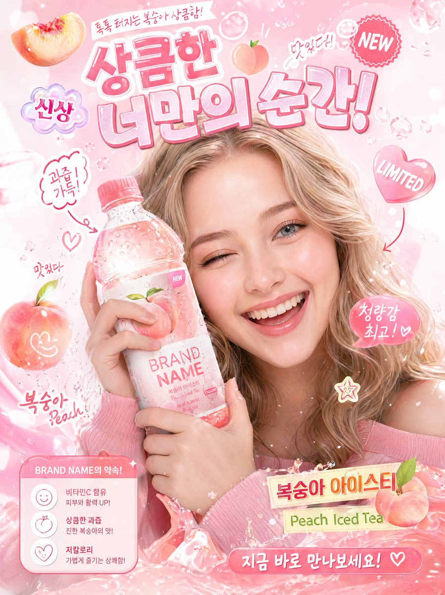 Korean-Style Interactive Beverage Poster - AI image template preview