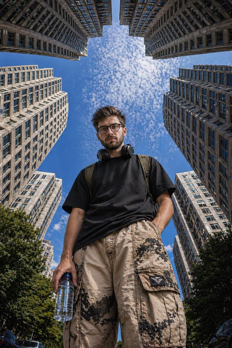 Low-Angle Urban Street Photography - AI image template preview