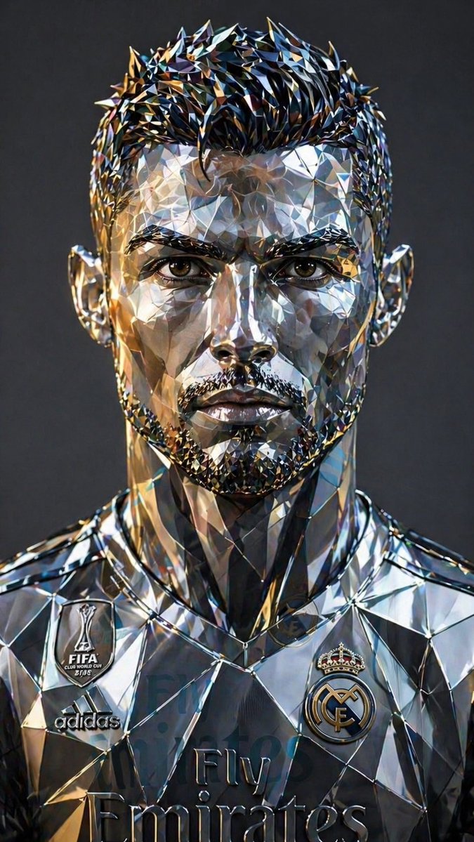 Futuristic Low-Poly Metallic Portrait - AI image template preview