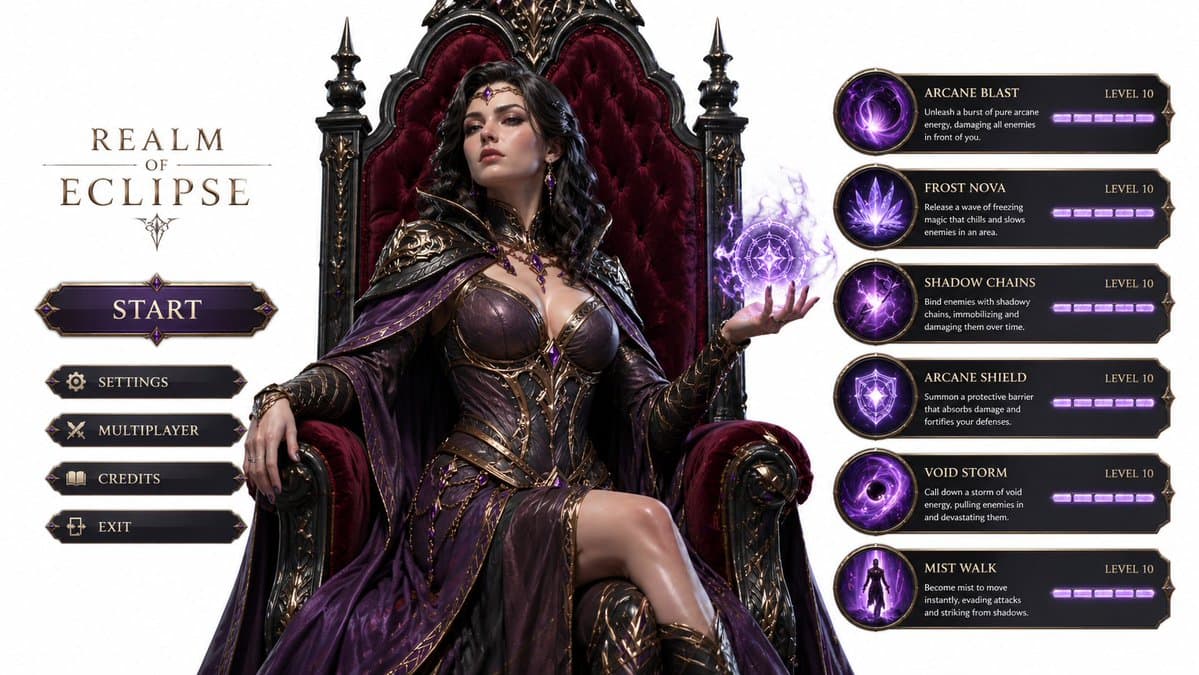 3D Gaming Sorceress Character - AI image template preview