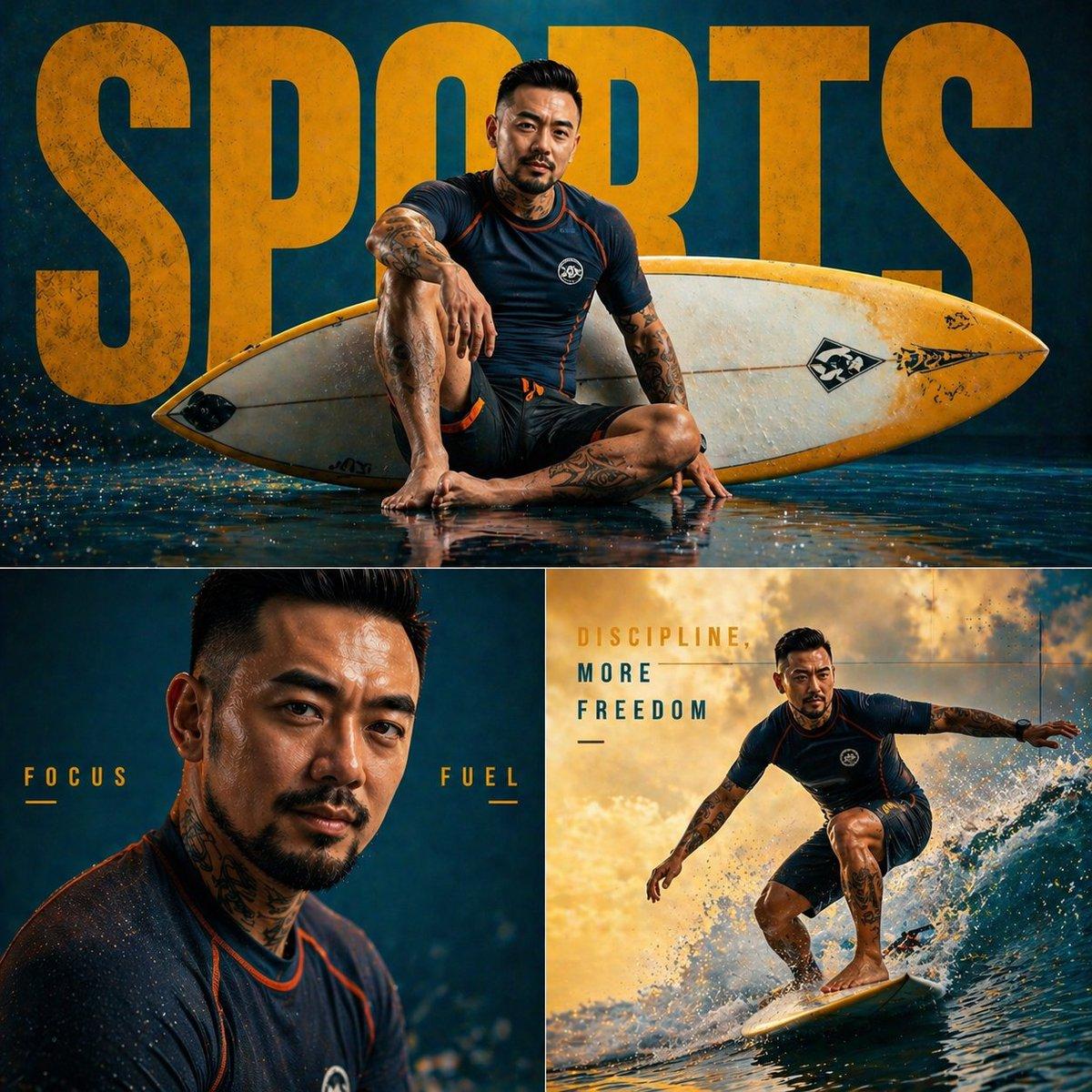 Fashion Sports Editorial Triptych - AI image template preview