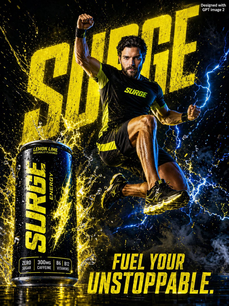 Energy Drink Advertising Poster - AI image template preview