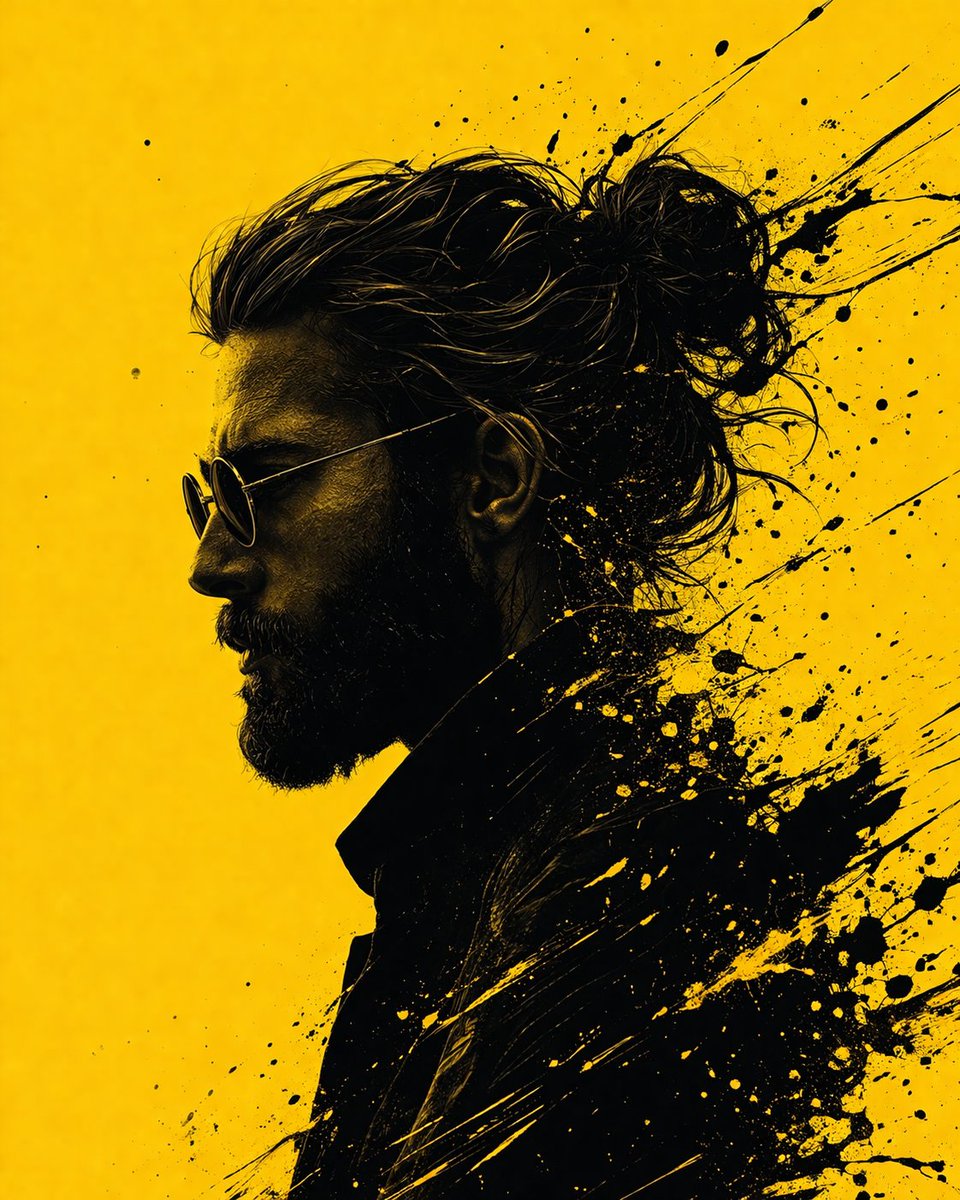 Graphic Novel Ink Splatter Portrait - AI image template preview