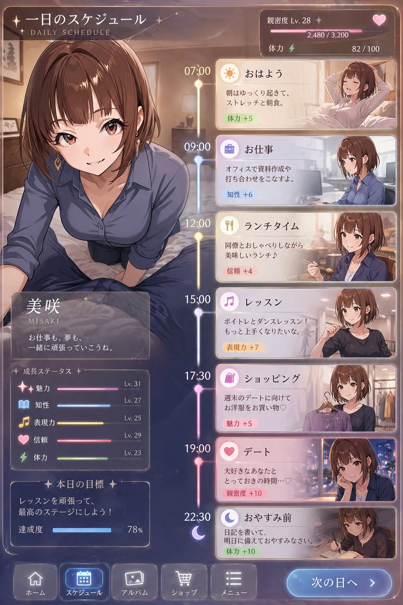 Character Schedule UI Design - AI image template preview