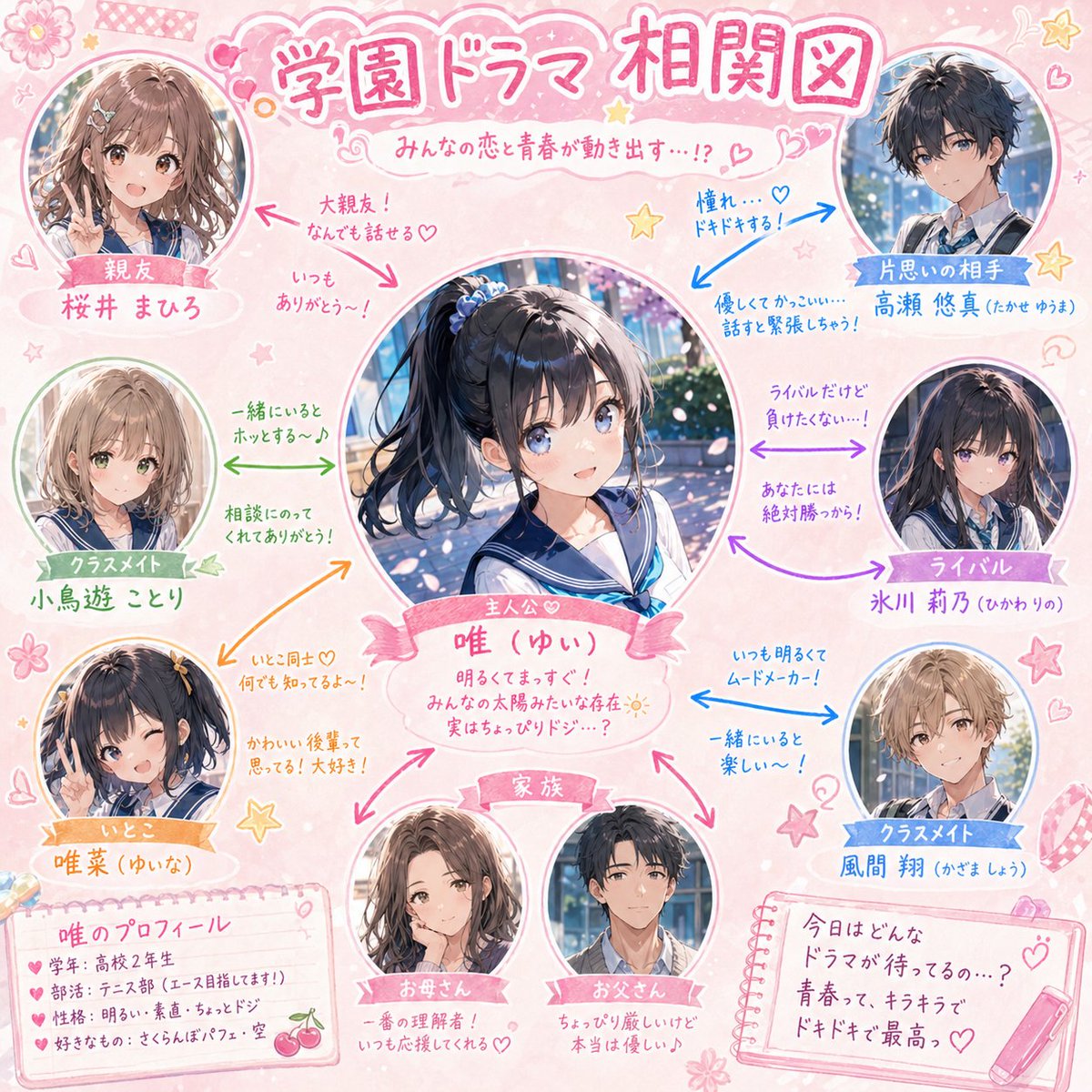School Drama Relationship Chart Generator - AI image template preview