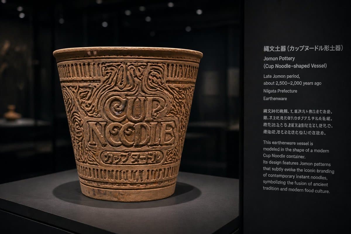 Jomon Pottery Museum Exhibit Mashup - AI image template preview