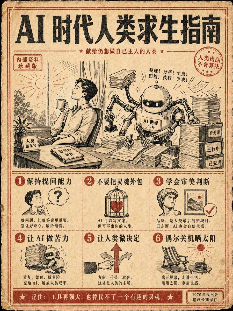 Retro AI Survival Guide Poster - AI image template preview