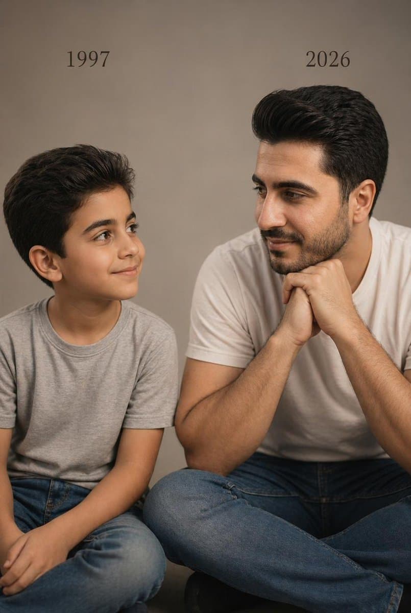 Two Ages Studio Portrait - AI image template preview