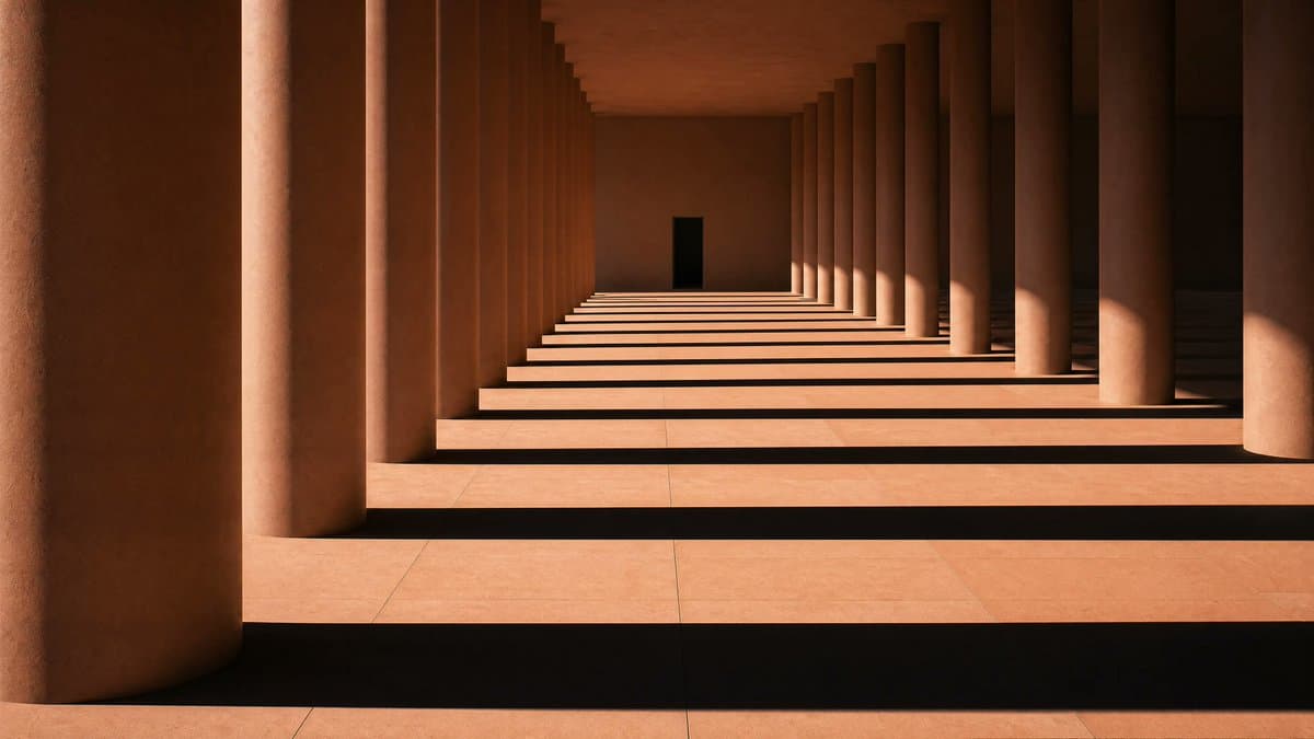 Sunlit Terracotta Colonnade - AI image template preview