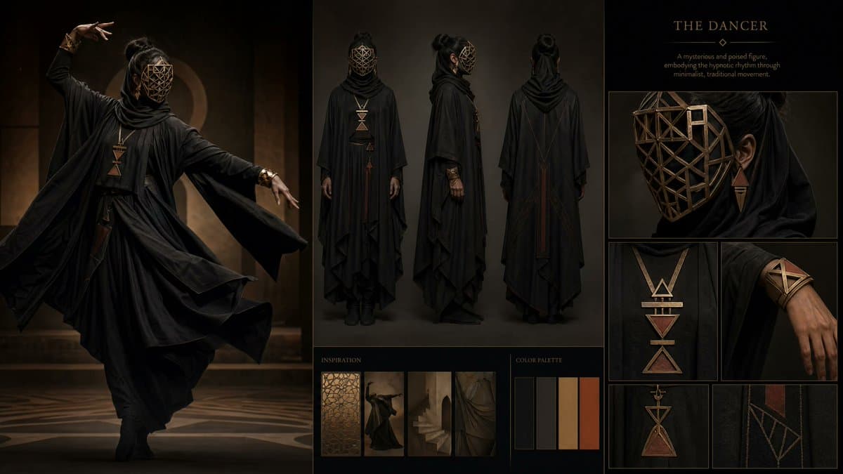 Dark Ritual Dancer Concept Board - AI image template preview