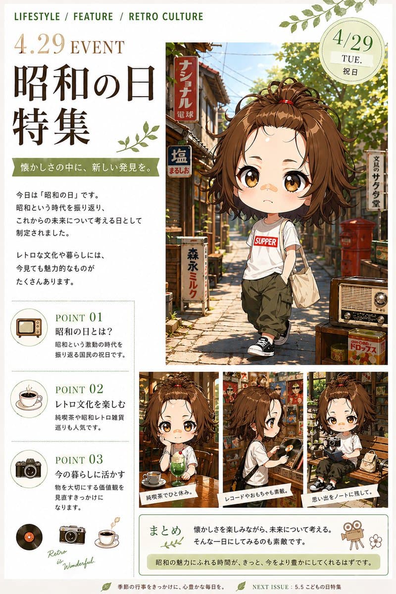 Showa Day Retro Editorial Poster - AI image template preview