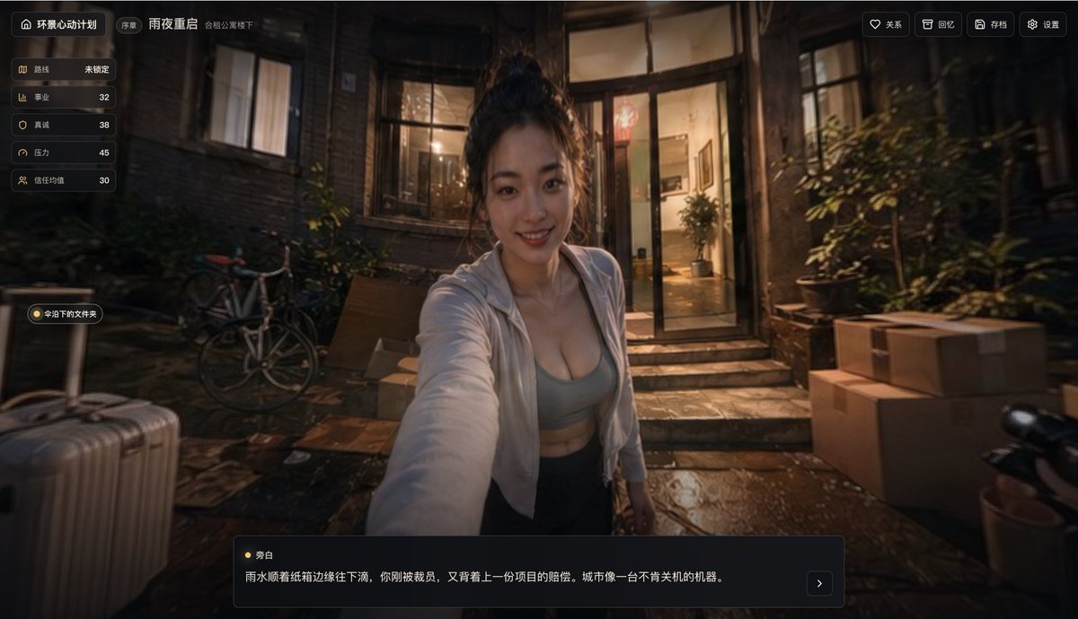 Rainy Night Story Game Screenshot - AI image template preview