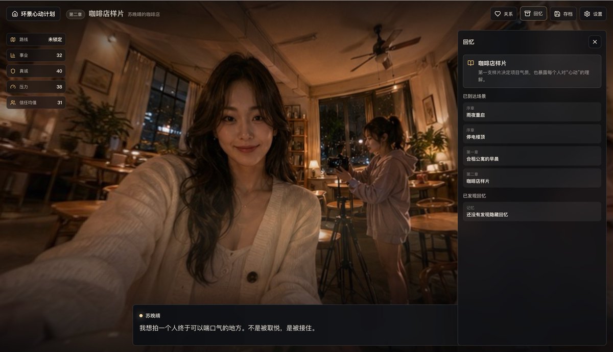 Cinematic Cafe Visual Novel UI - AI image template preview